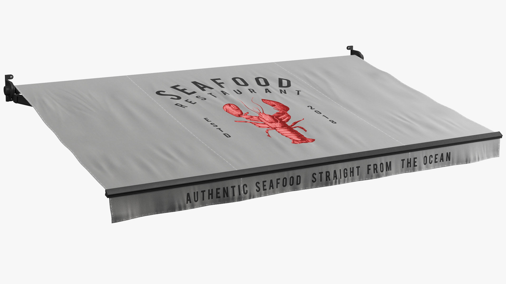 Awnings set for seafood restaurants 3D model_9