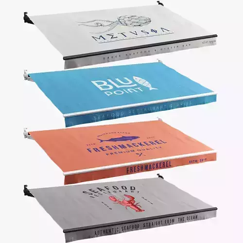 Awnings set for seafood restaurants 3D model