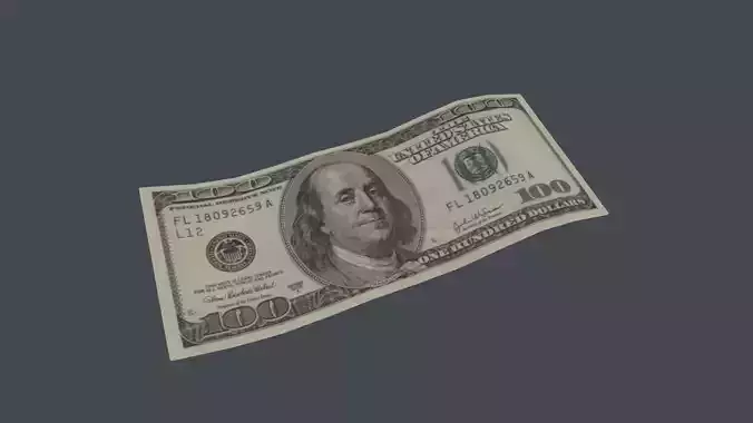 100 Dollar Bill 3D Model Low-poly 3D model