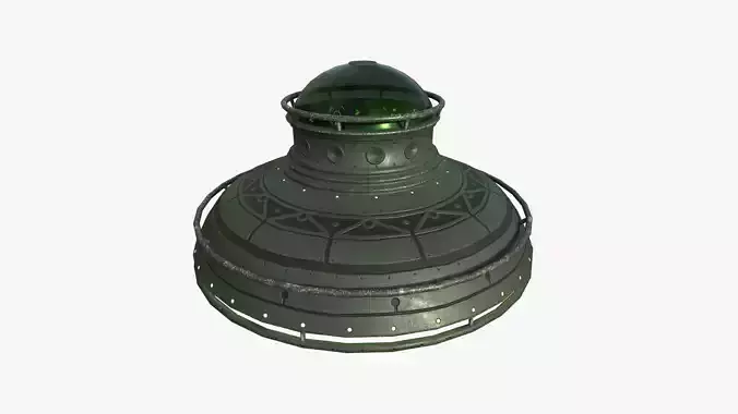 Alien Spaceship UFO F05 Dark Green - Sci Fi Spacecraft Design Low-poly 3D model