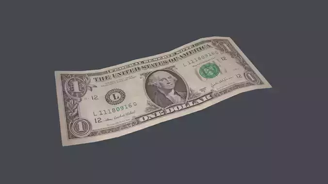 1 Dollar Bill 3D Model Low-poly 3D model