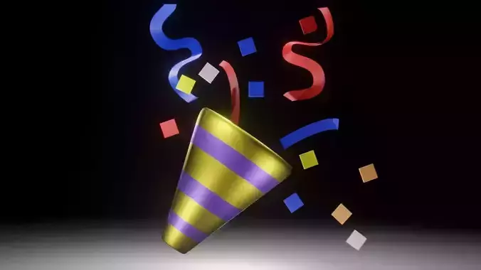 Party Popper Emoji Model 3D model