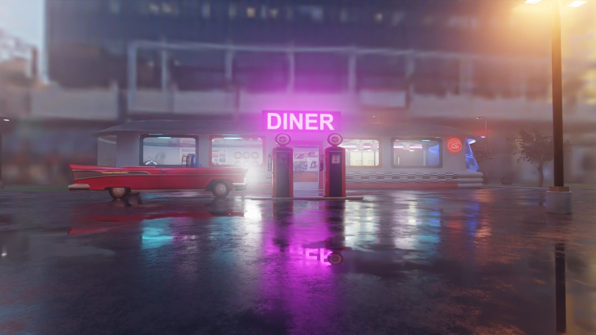 Retro Cafe Scene 3D model_4