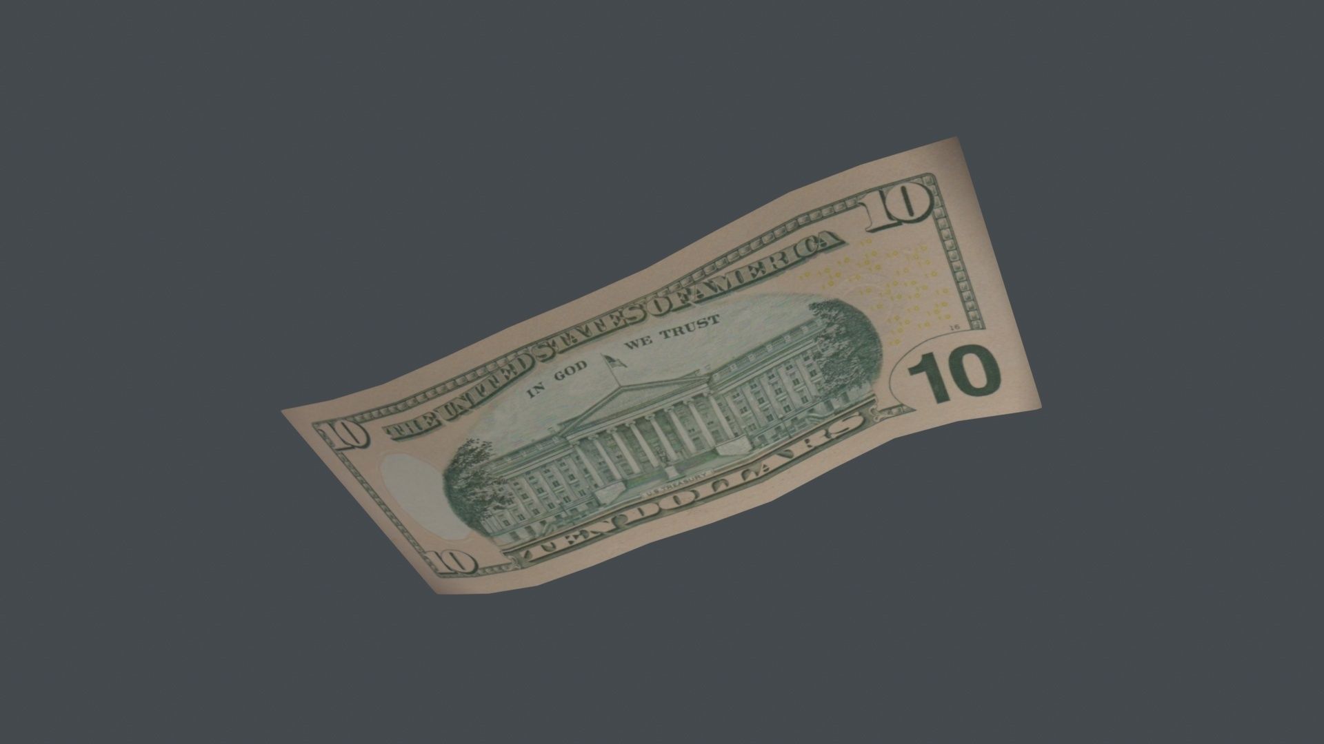 10 Dollar Bill 3D Model Low-poly 3D model_1