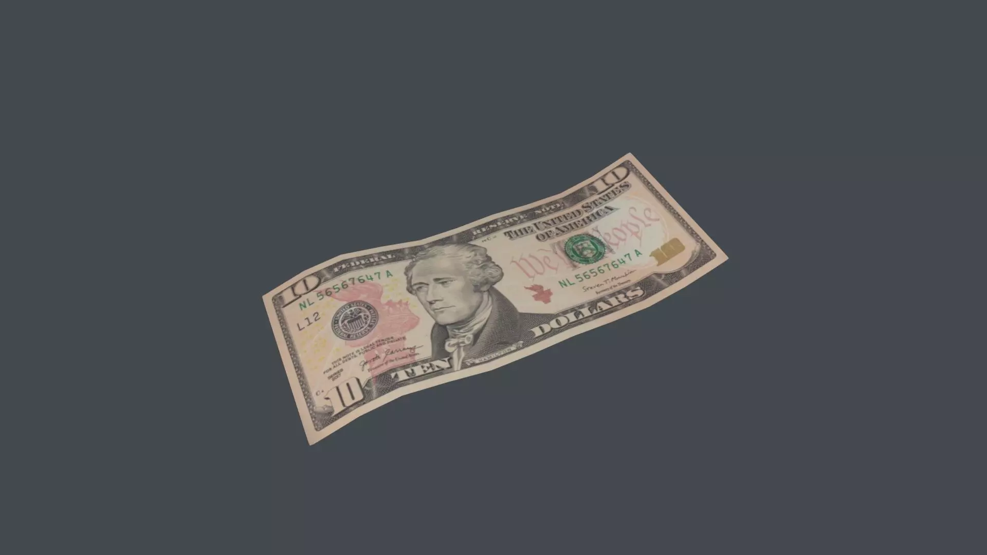 10 Dollar Bill 3D Model Low-poly 3D model_0