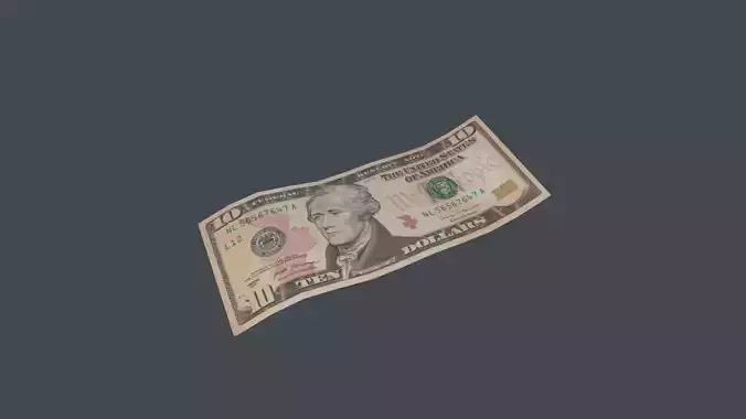 10 Dollar Bill 3D Model Low-poly 3D model