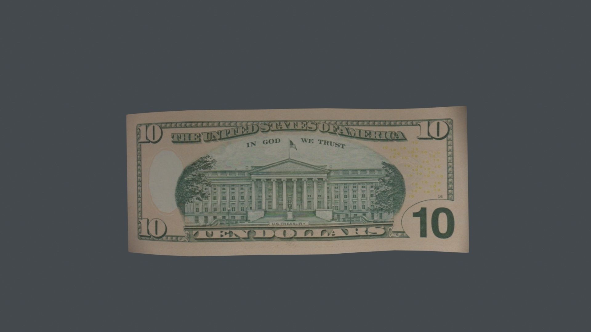 10 Dollar Bill 3D Model Low-poly 3D model_3