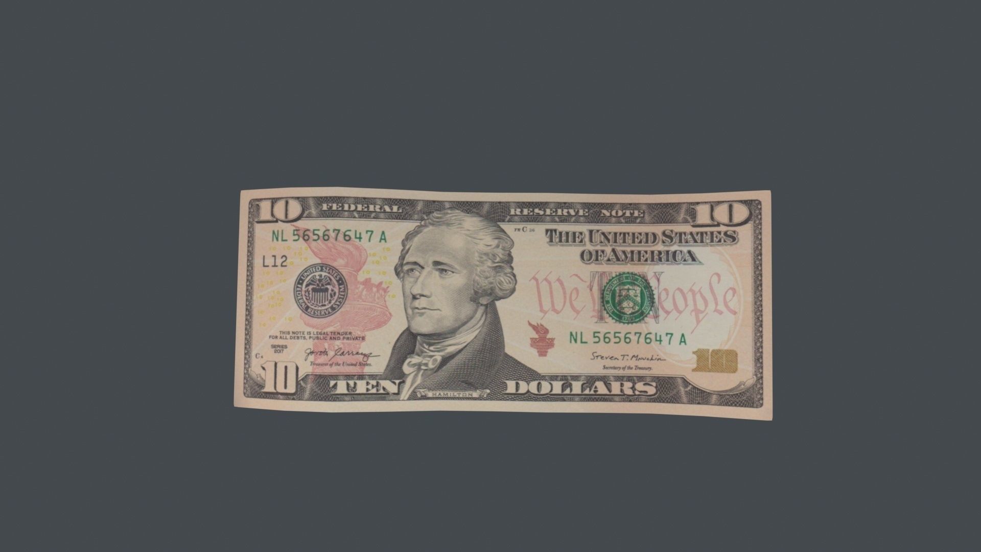 10 Dollar Bill 3D Model Low-poly 3D model_2