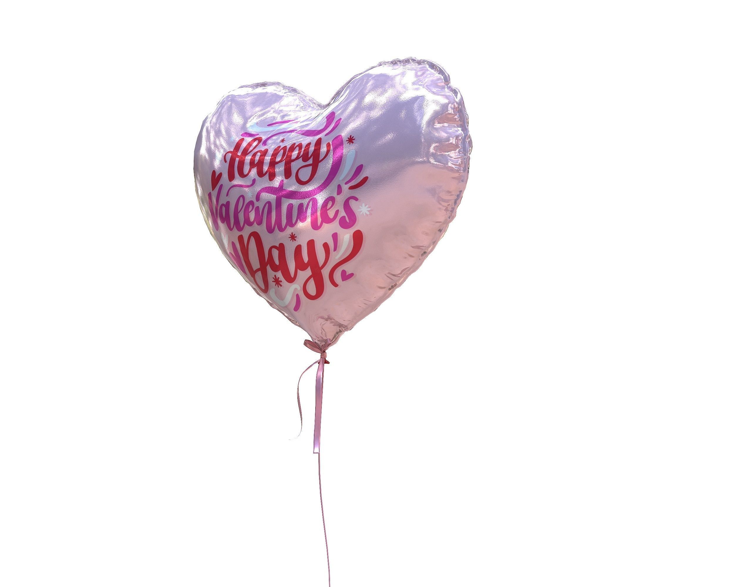 Heart Valentine Balloon  Low-poly 3D model_6