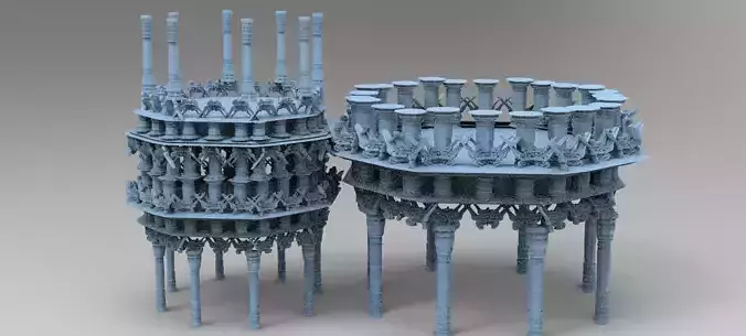 Celtic Tower pillars 2 designs 3D model