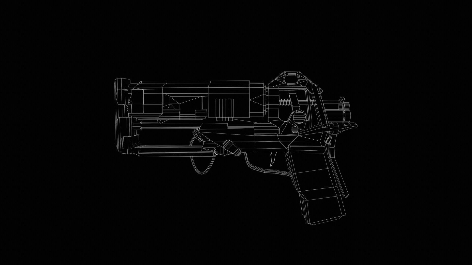Lowpoly Stylized Gun Low-poly 3D model_8