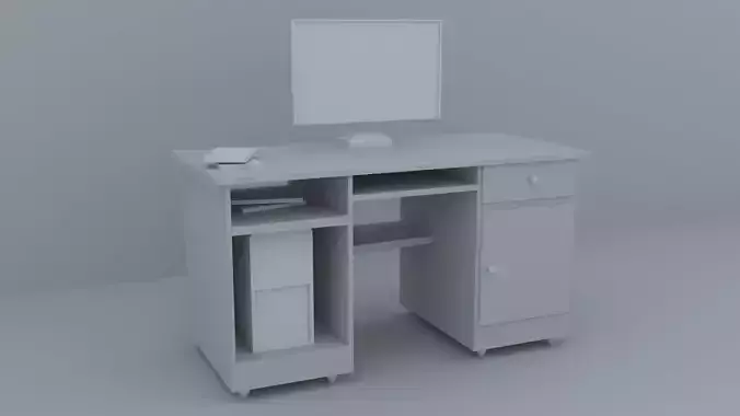computer table Low-poly 3D model