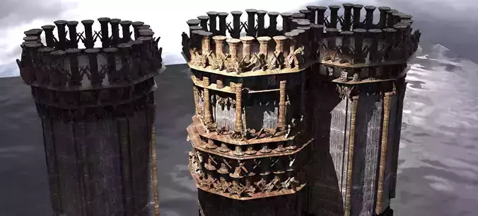 Dark Celtic Gods Tower 3 Towers 3D model