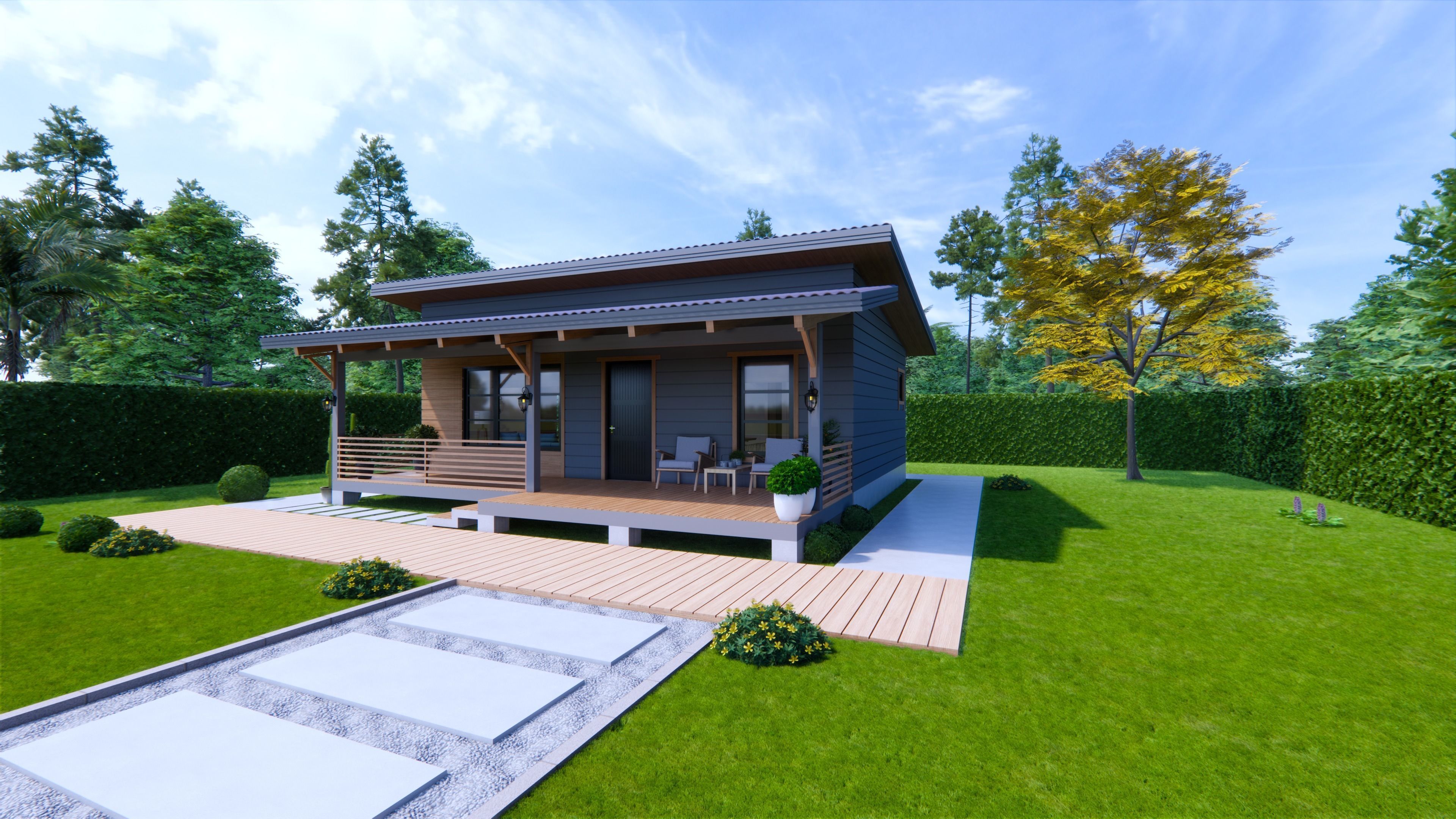 Wooden House 3D model_2