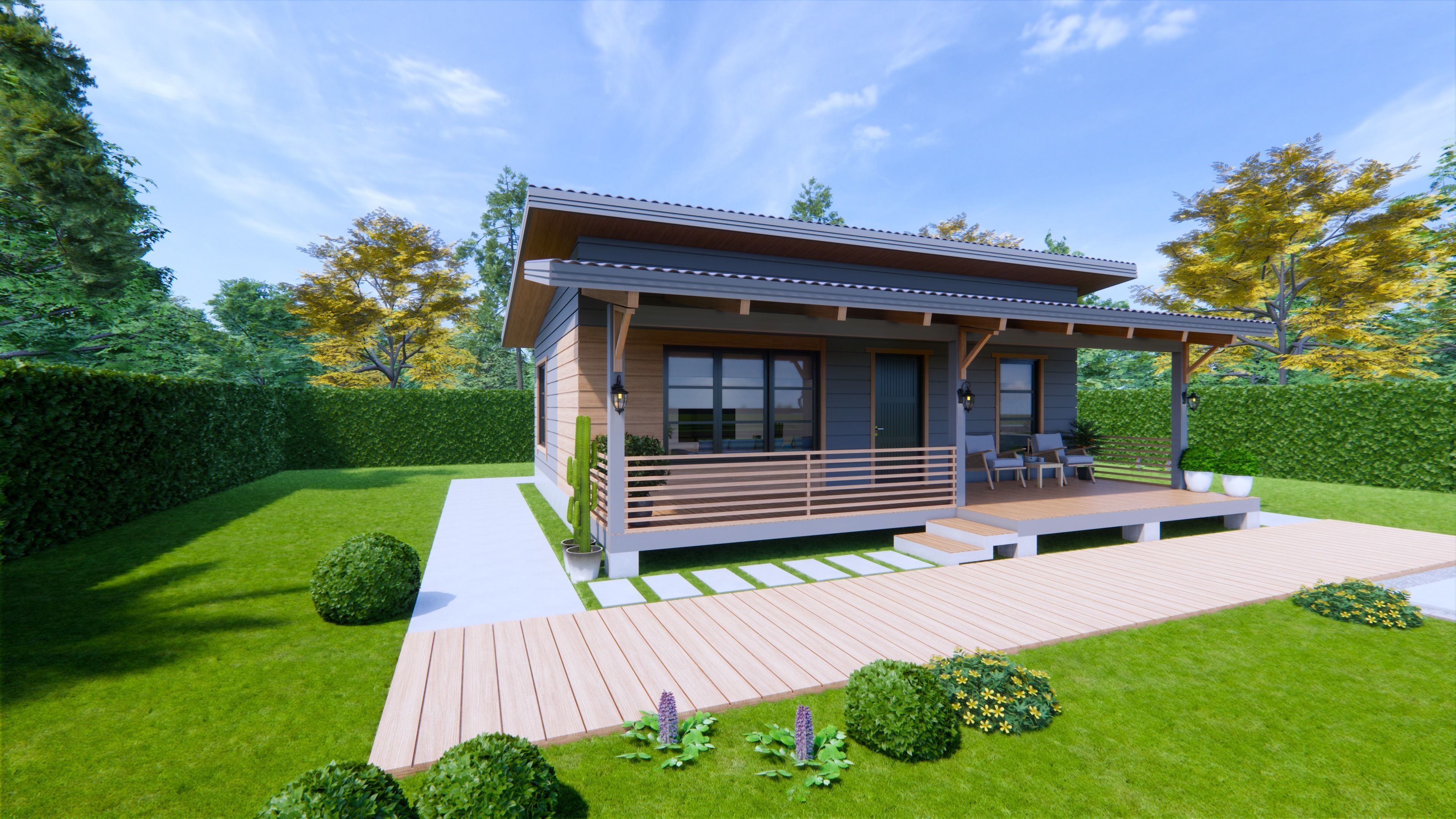 Wooden House 3D model_1