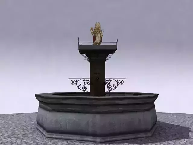 Fountain with statue on top