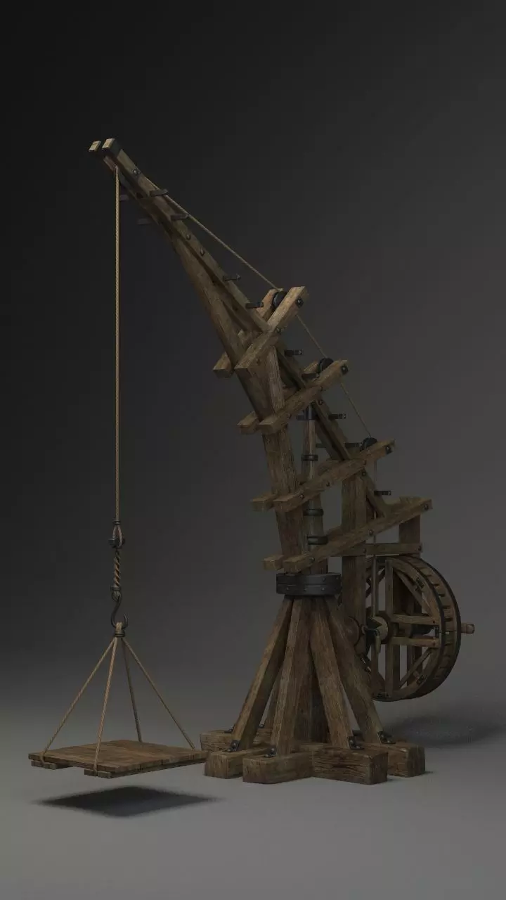 Old Wood Crane 3D model