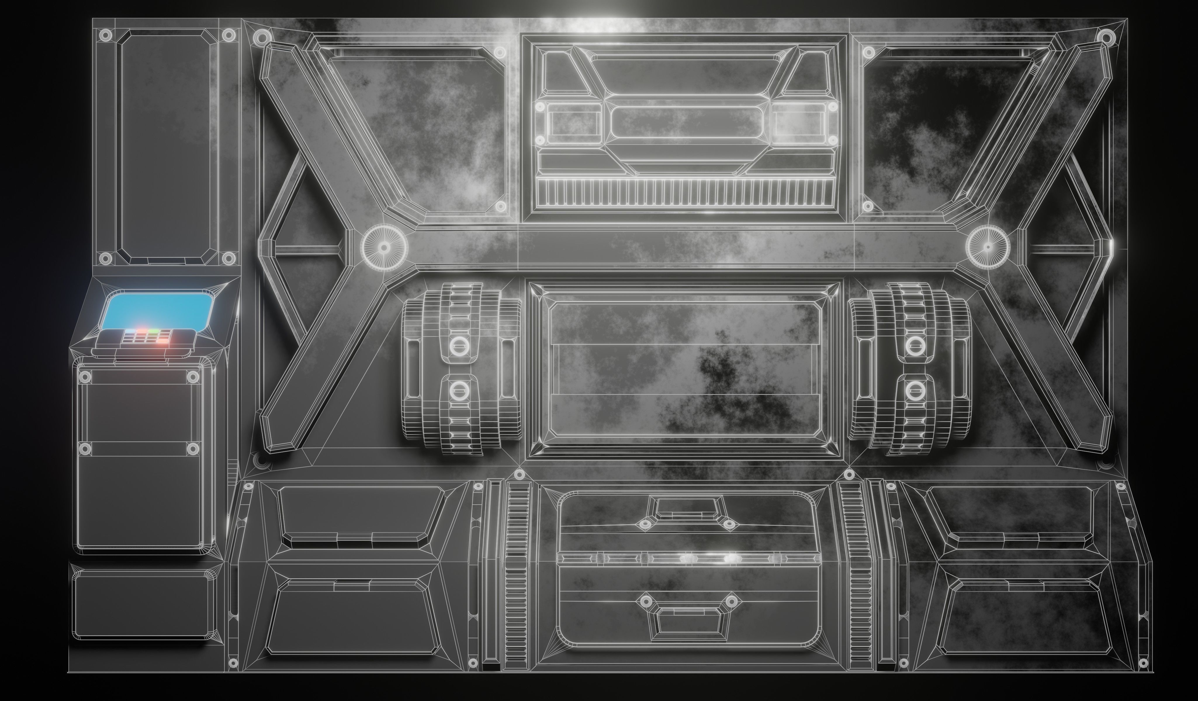 Sci-fi laboratory work room 3D model_2