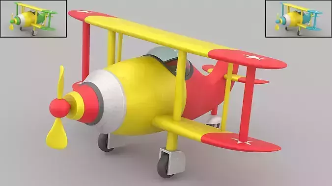 Cartoon airplane  Low-poly 3D model