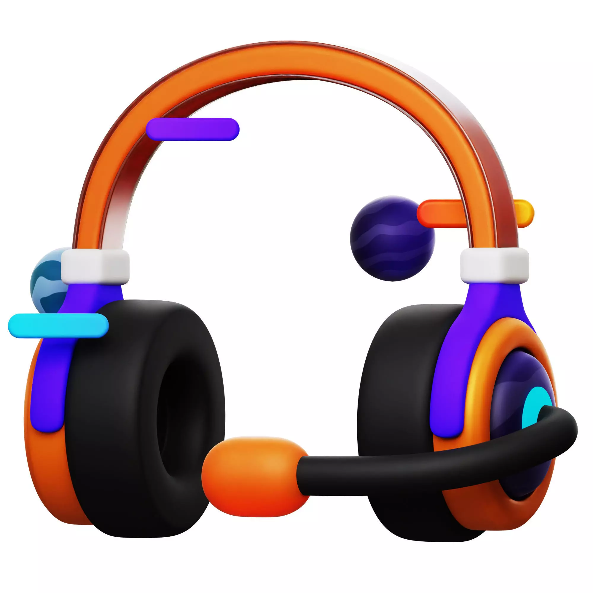VR Gaming Headphone 3D Icon Low-poly 3D model_0