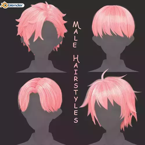 Anime Boy Hairstyles Pack -Blend Files 3D model