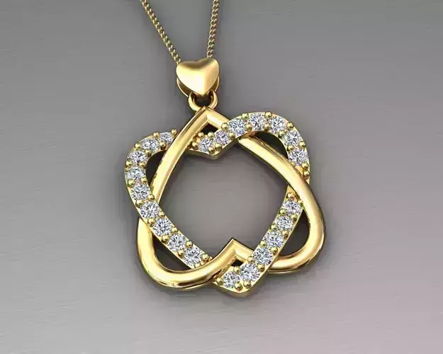 heart pendant love diamond 3D print model