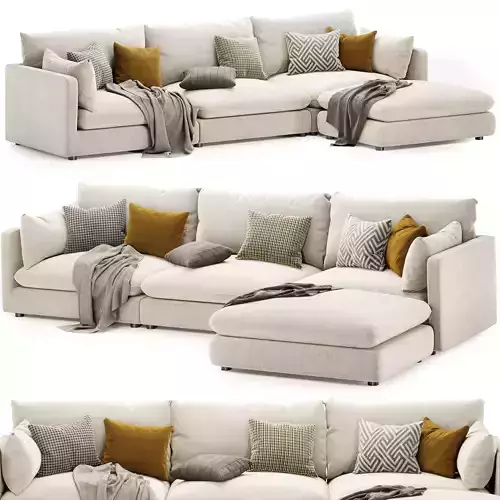 Unwind 4 Piece Reversible Sectional Sofa 3D model