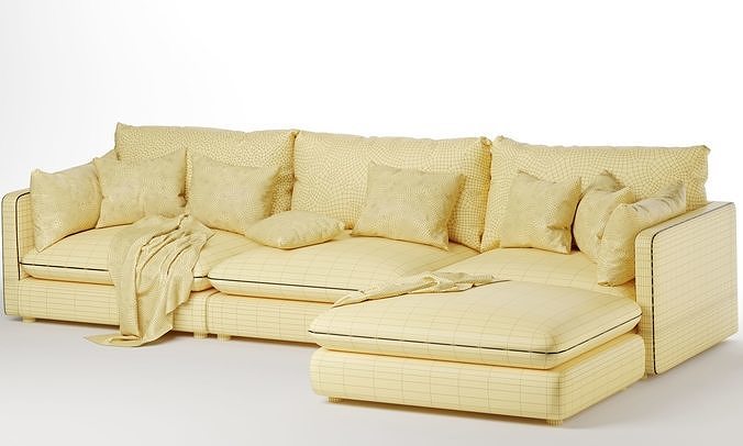 Unwind 4 Piece Reversible Sectional Sofa 3D model 7