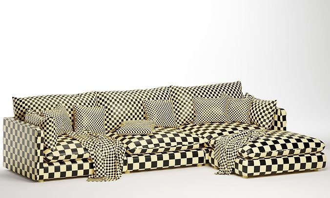 Unwind 4 Piece Reversible Sectional Sofa 3D model 6