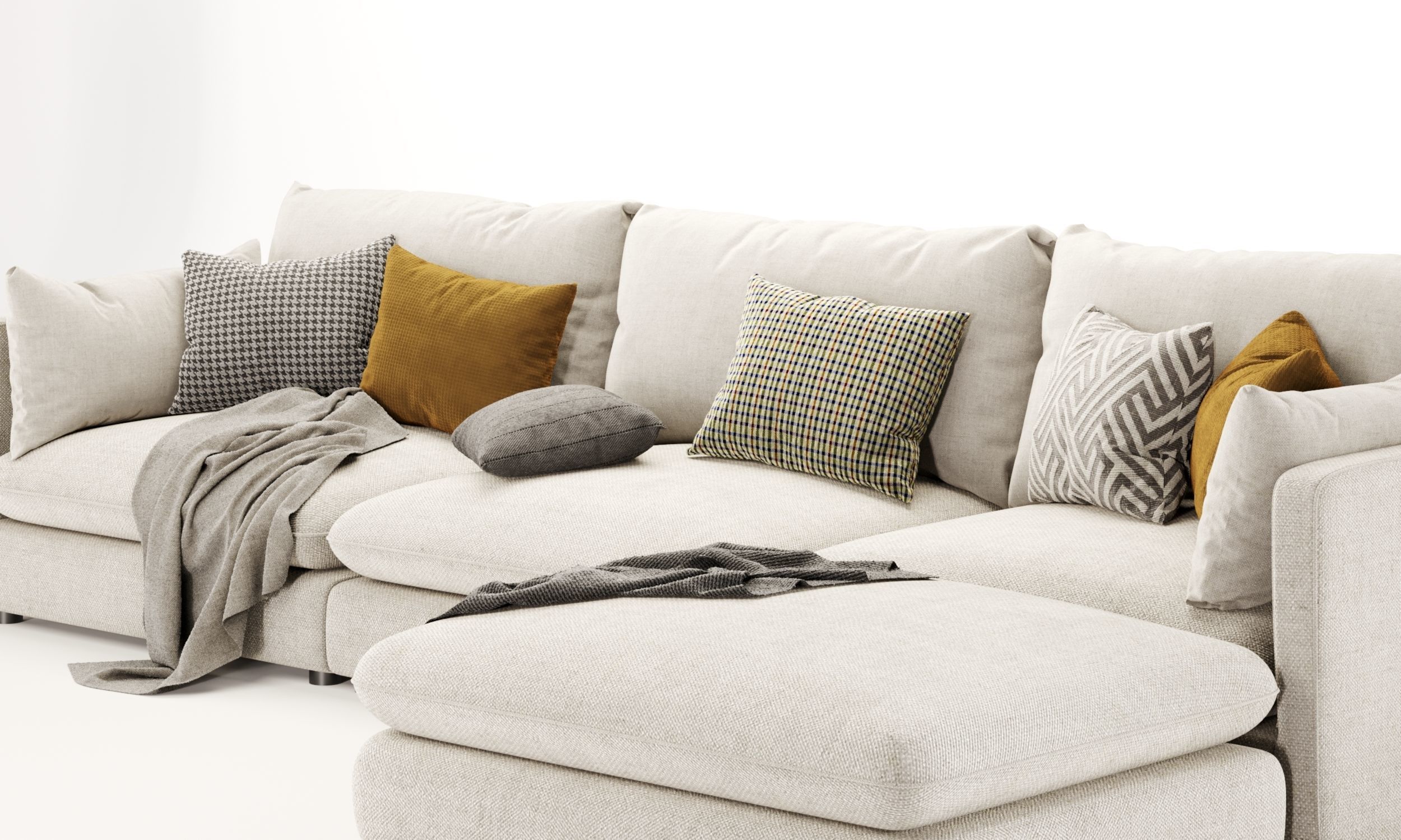 Unwind 4 Piece Reversible Sectional Sofa 3D model_3