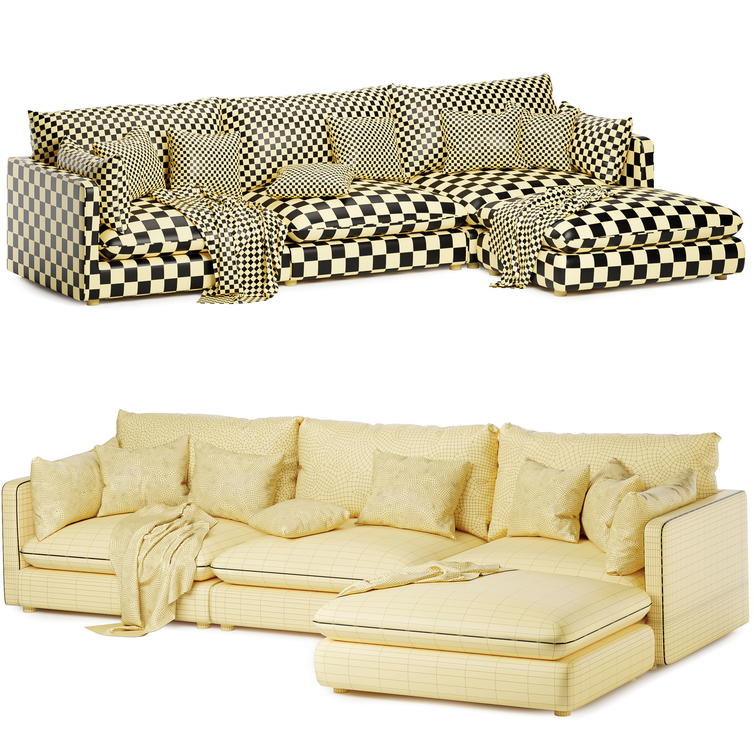 Unwind 4 Piece Reversible Sectional Sofa 3D model_4