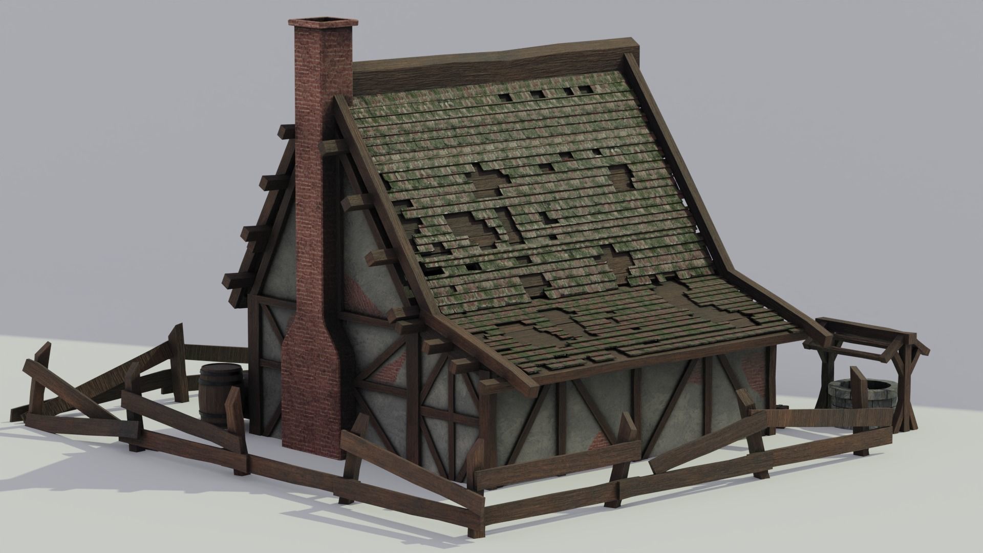 Broken Medieval House 3D model_3