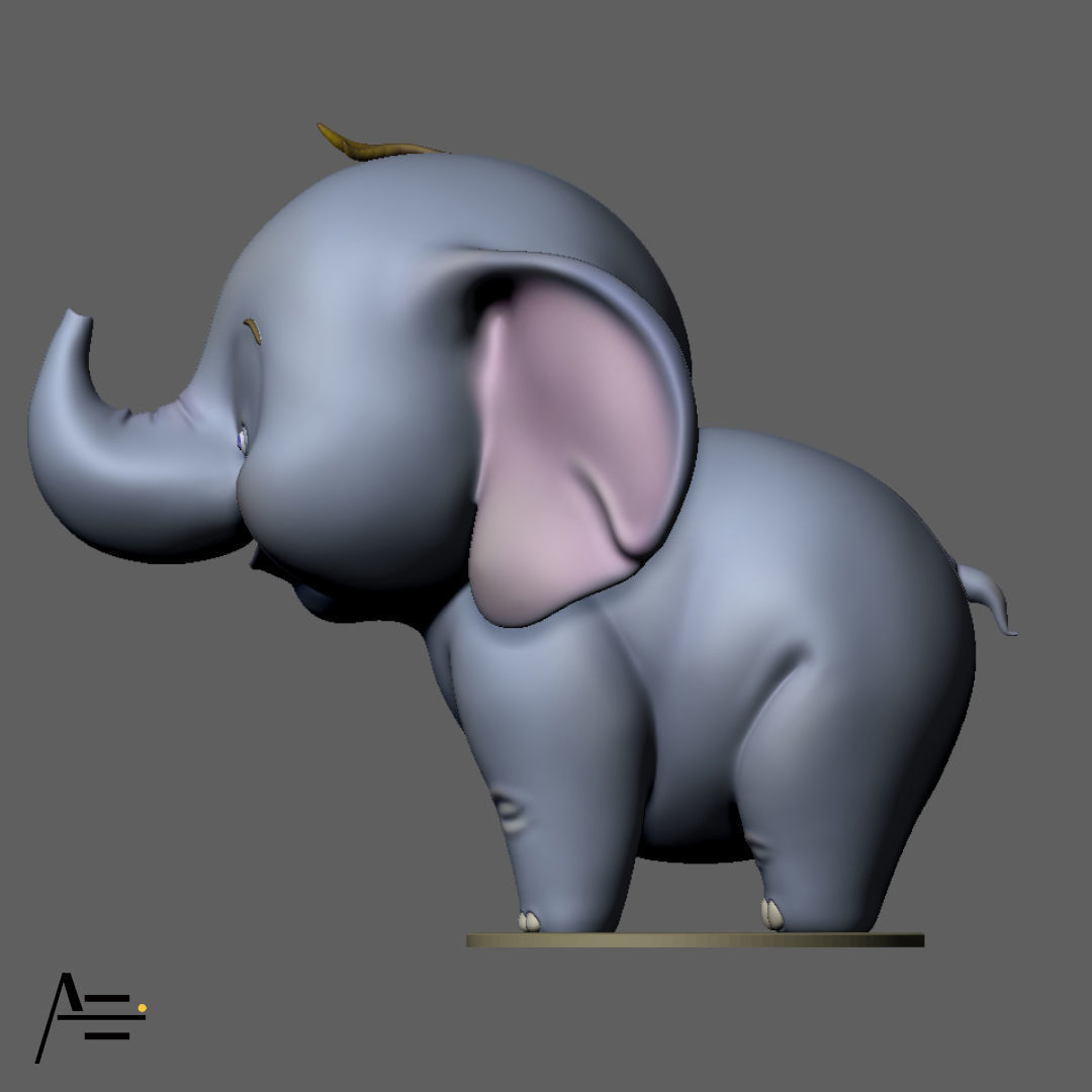elepant cartoon 3D print model_1