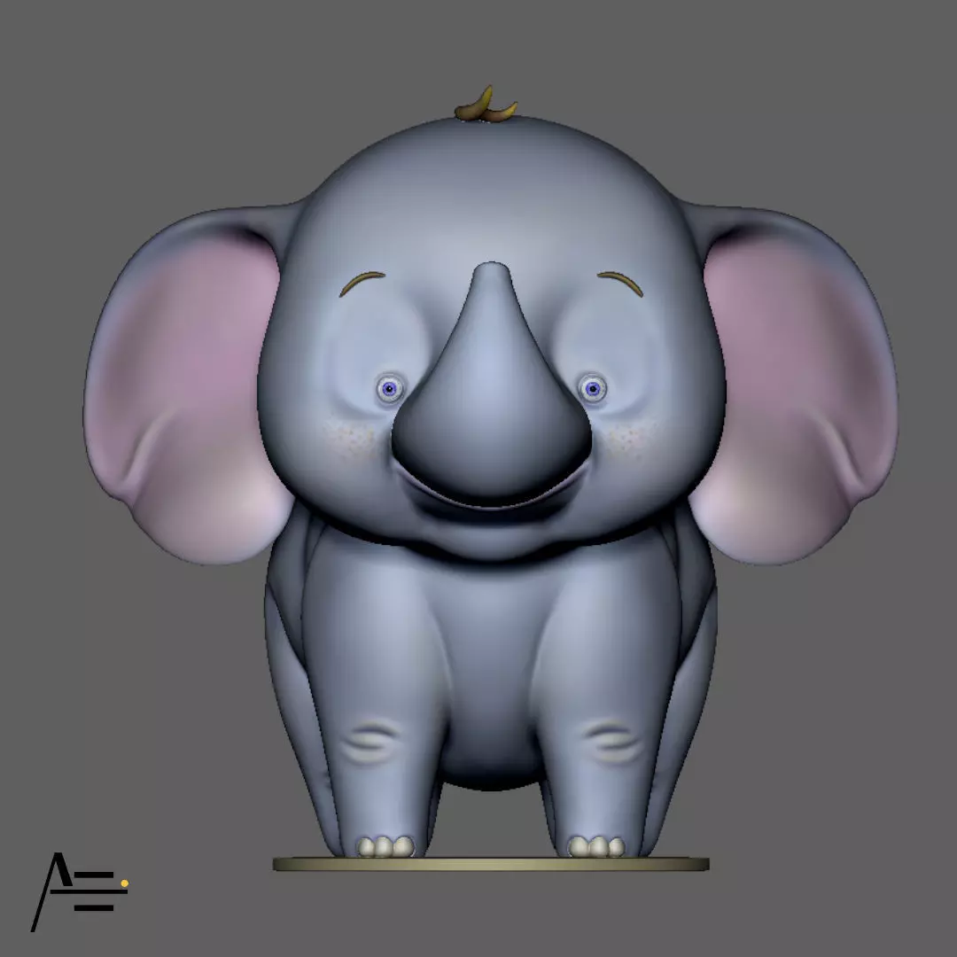 elepant cartoon 3D print model_0