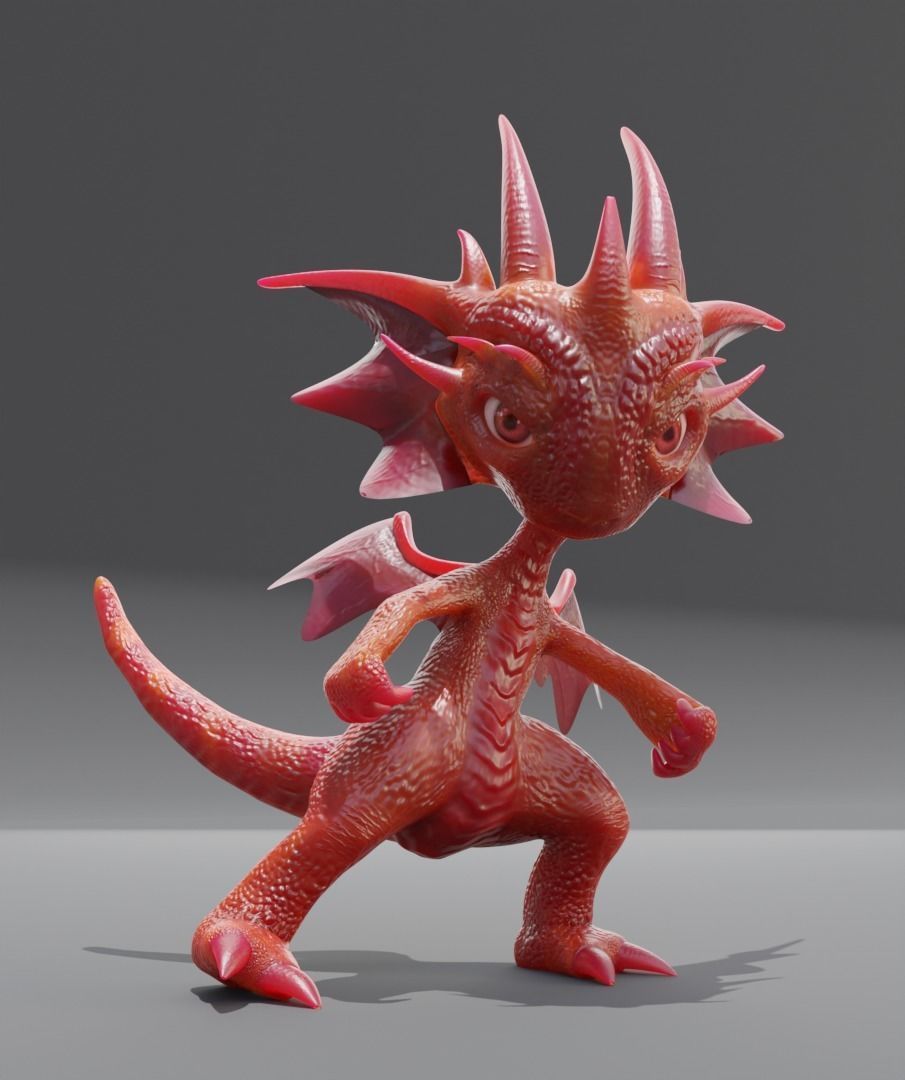 cute dragon Low-poly 3D model_2