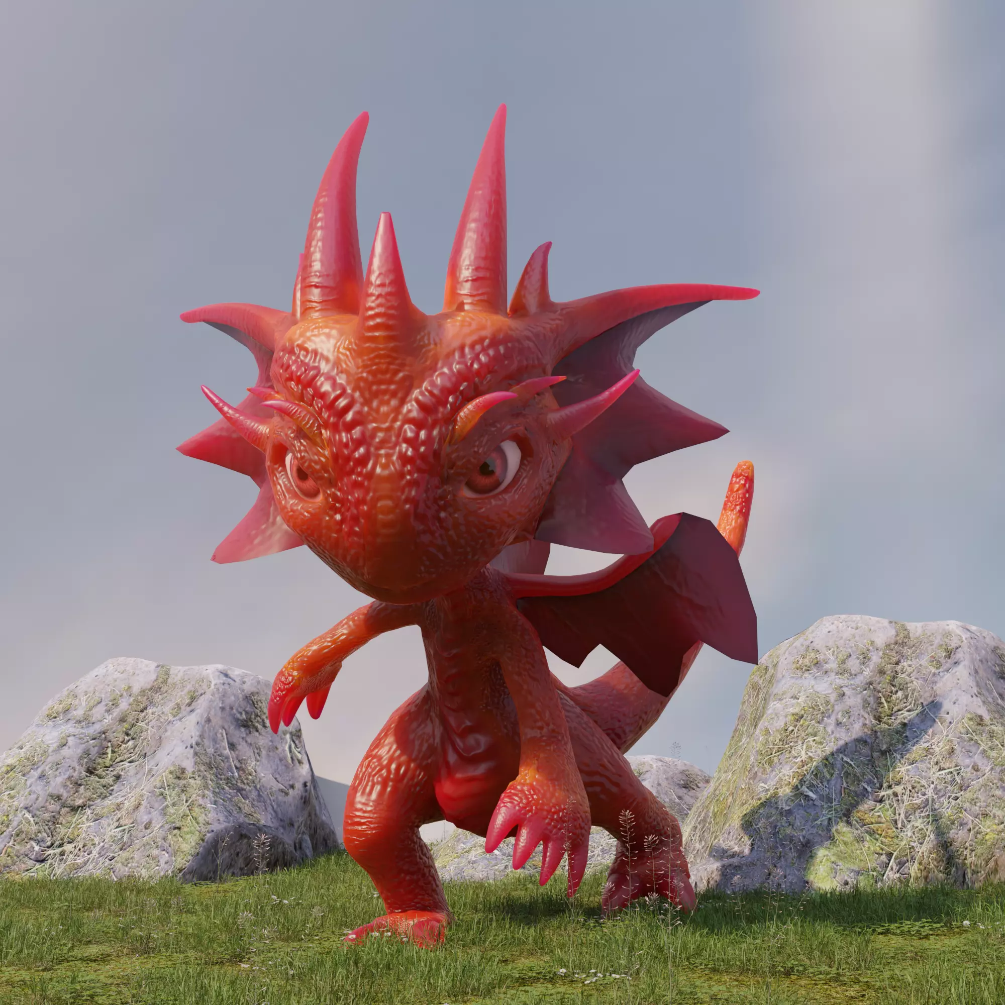 cute dragon Low-poly 3D model_0