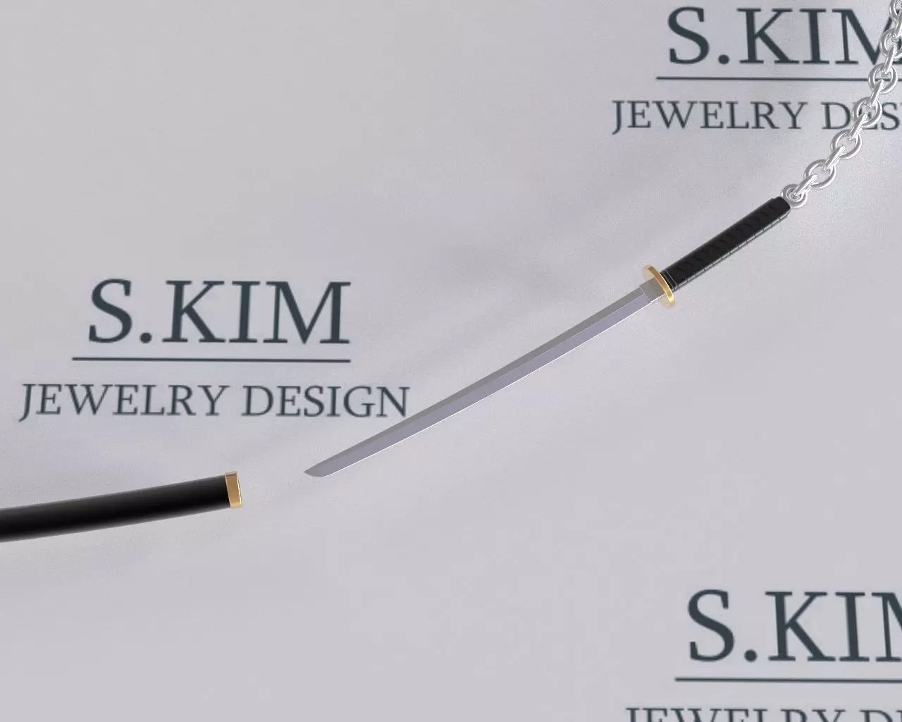 Katana in sheath pendant 3D print model_0