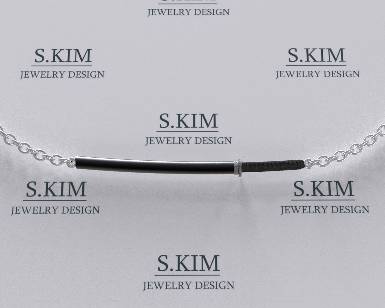 Katana in sheath pendant 3D print model_1