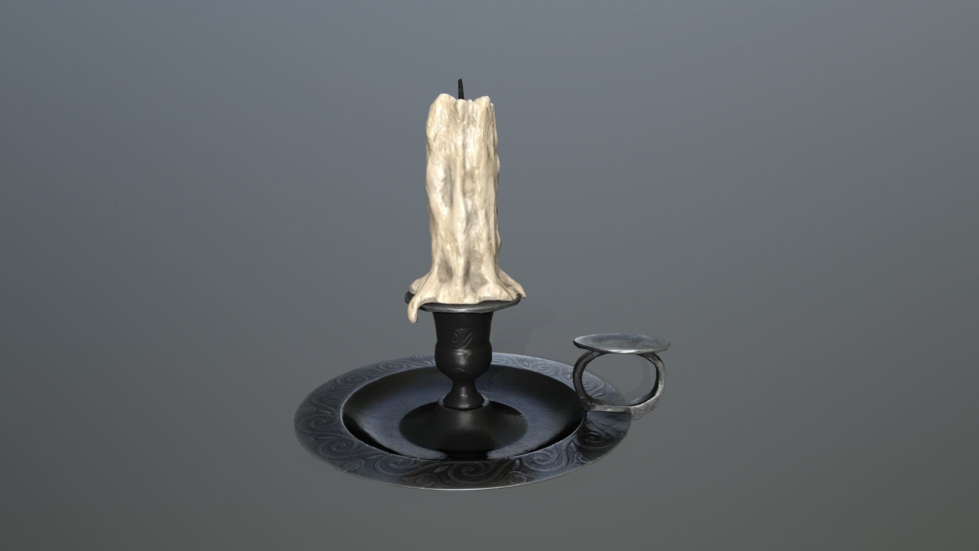 Candlestick candle Low-poly 3D model_1