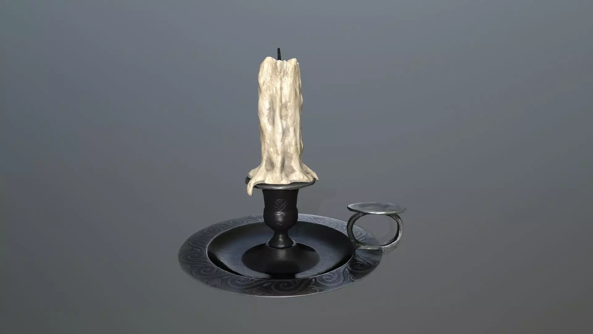 Candlestick candle Low-poly 3D model_0