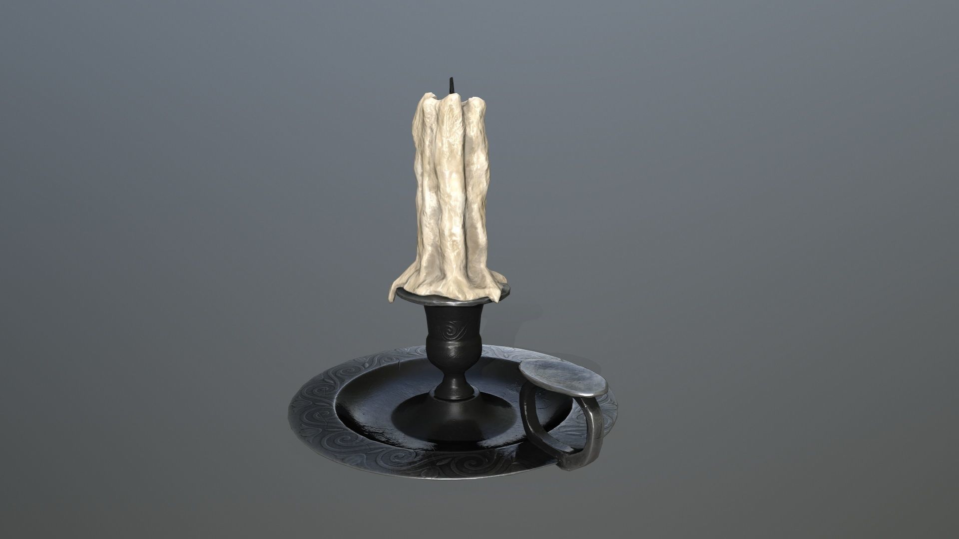 Candlestick candle Low-poly 3D model_2