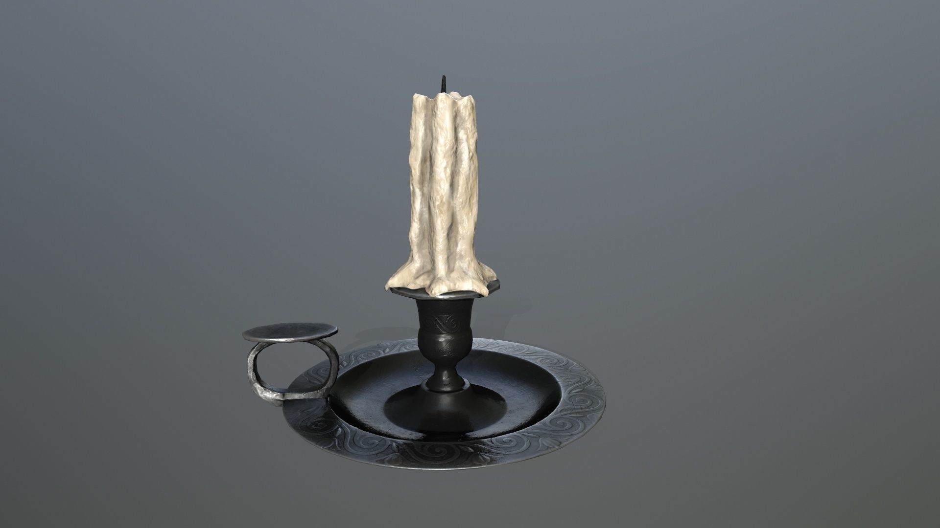 Candlestick candle Low-poly 3D model_4