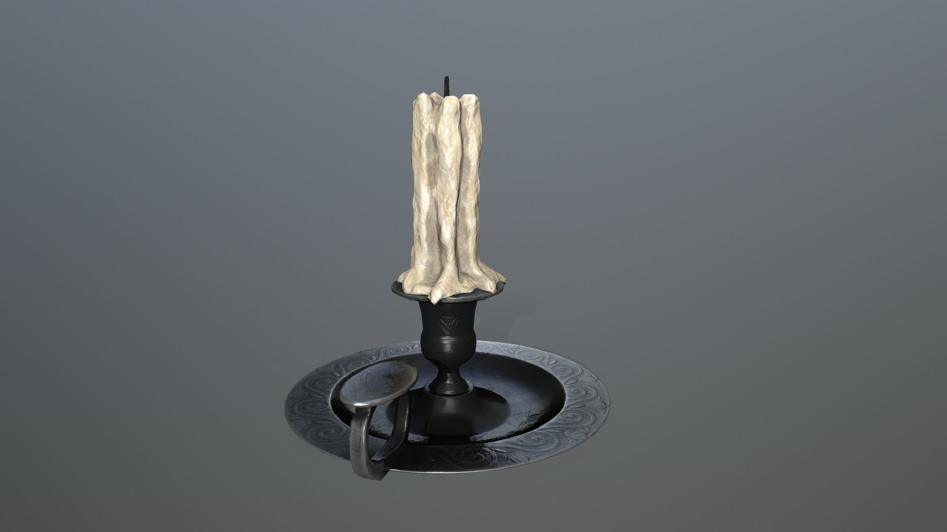 Candlestick candle Low-poly 3D model_3