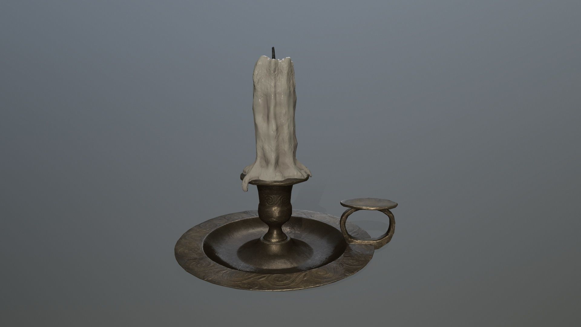 Candlestick candle Low-poly 3D model_1