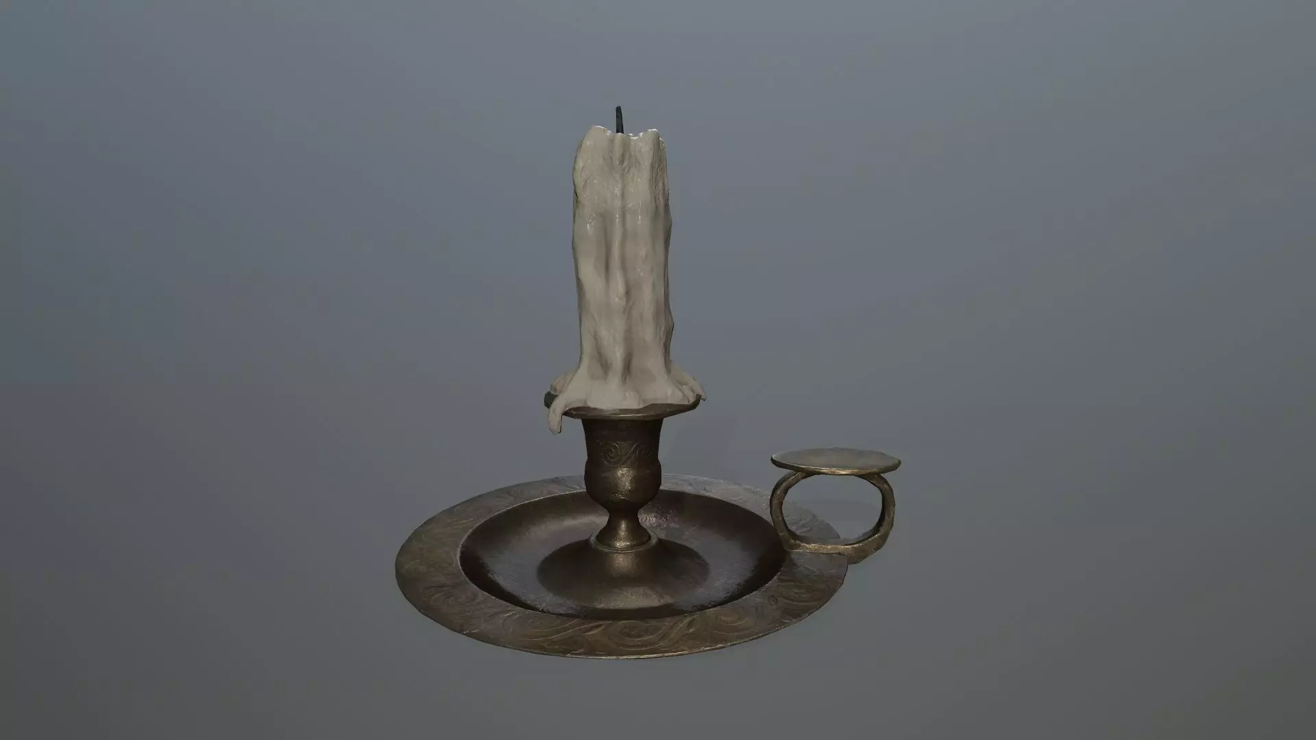 Candlestick candle Low-poly 3D model_0