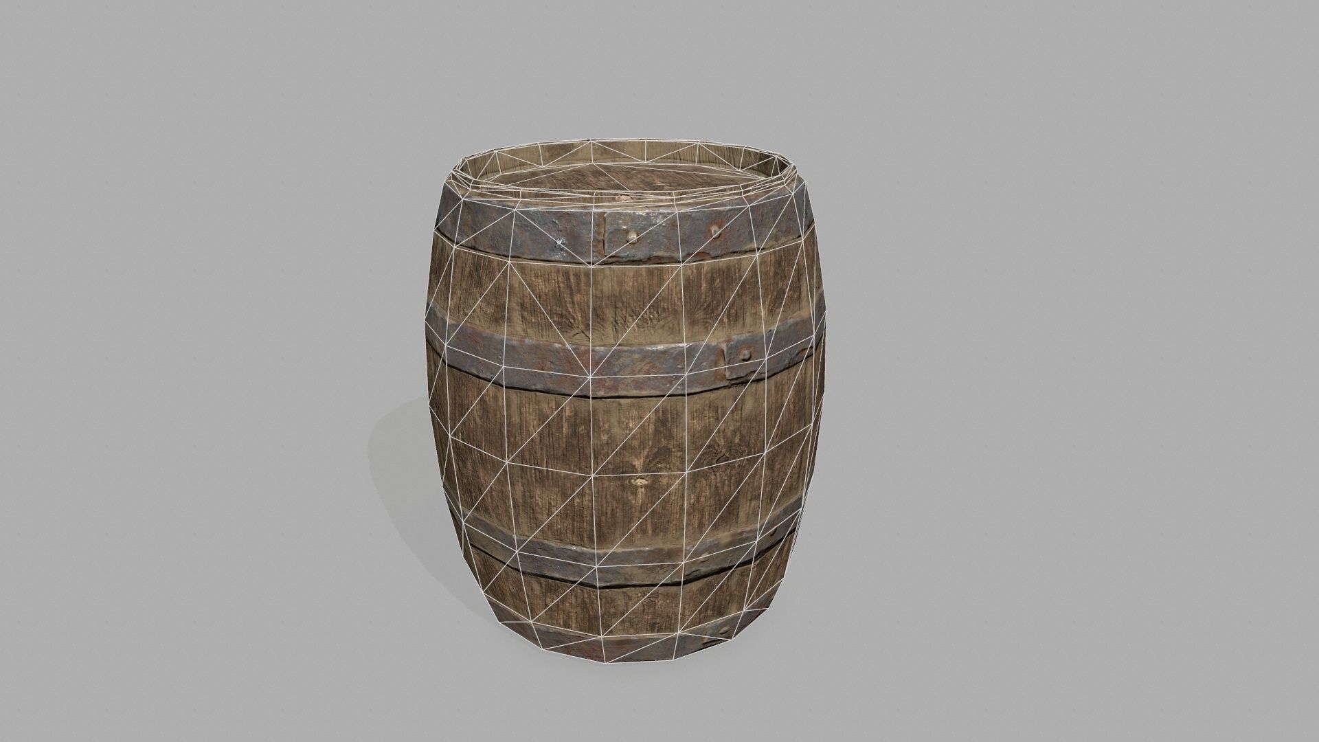 Wooden Barrel Low-poly 3D model_9