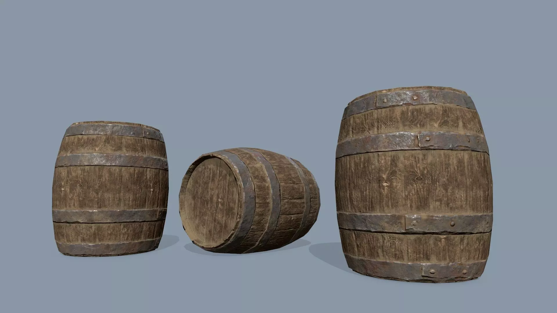 Wooden Barrel Low-poly 3D model_0