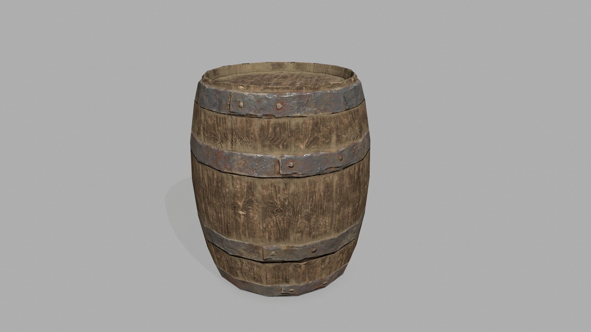 Wooden Barrel Low-poly 3D model_1