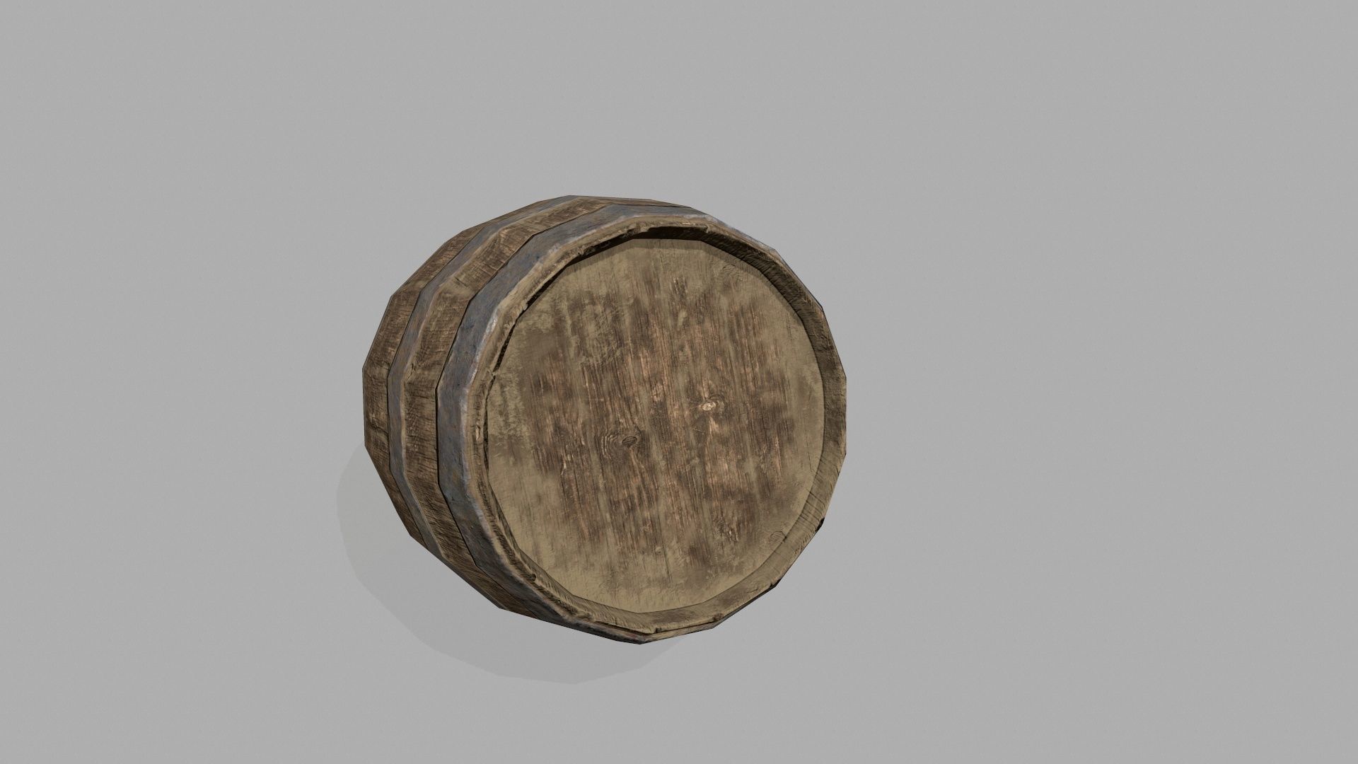 Wooden Barrel Low-poly 3D model_8
