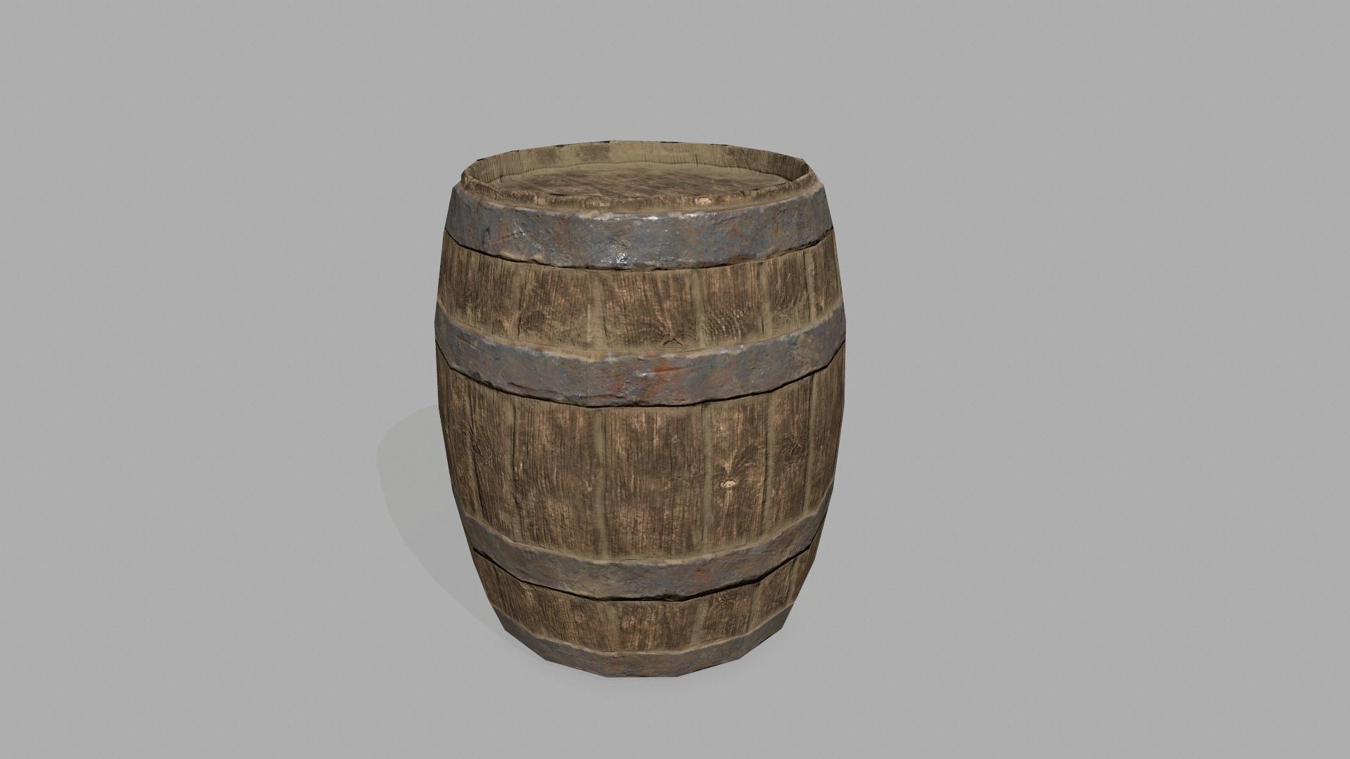 Wooden Barrel Low-poly 3D model_4
